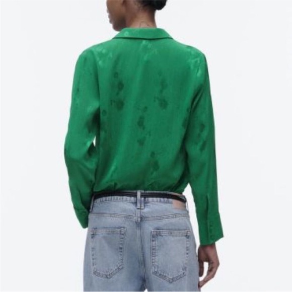 NWT ZARA Floral Jacquard Top Green Size S | 1971/060/500 - Picture 6 of 12